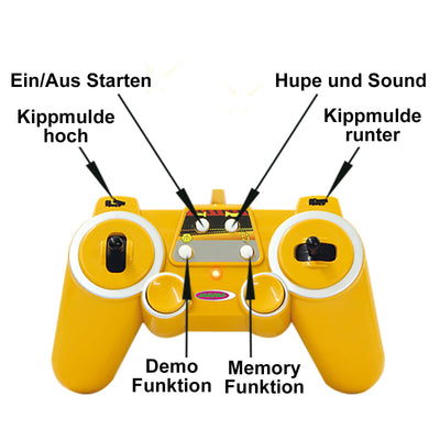 JAMARA 404940 - Muldenkipper Mercedes-Benz Arocs 2,4 GHz - Kippmulde hoch/runter, realistischer Motorsound, Hupe, Rückfahrwarnsound, 4 Radantrieb, gelbe LED Signallichter, programmierbare Funktionen