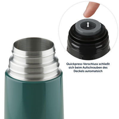 Blumtal® Thermosflasche 1L - BPA-freie Thermoskanne für warm&kalt - auslaufsichere Isolierflasche 1000ml aus Edelstahl rostfrei - Thermoskanne mit Becher - Isolierkanne 1L - Thermokanne - Dunkelgrün