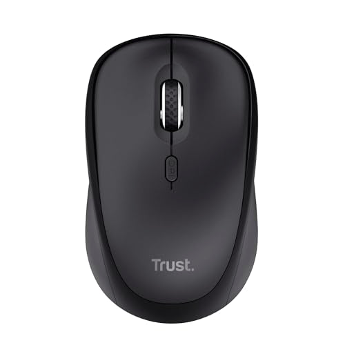 Trust Ymo II Leise Tastatur Maus Set Kabellos Deutsches QWERTZ Layout, Flachen Tasten, Spritzwassergeschützt, Beidhändig Funkmaus 800-1600 DPI, EIN USB-Empfänger, für PC, Computer, Laptop, Mac