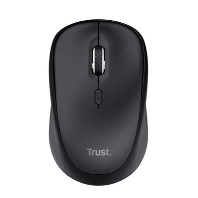 Trust Ymo II Leise Tastatur Maus Set Kabellos Deutsches QWERTZ Layout, Flachen Tasten, Spritzwassergeschützt, Beidhändig Funkmaus 800-1600 DPI, EIN USB-Empfänger, für PC, Computer, Laptop, Mac