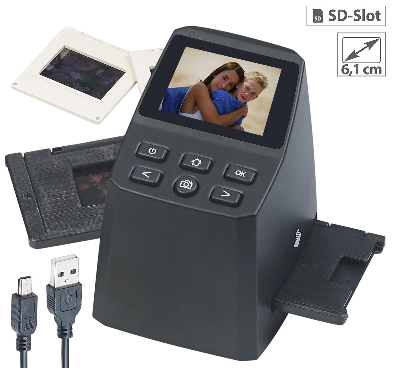 Somikon Dia und Negativscanner: Stand-Alone-Dia- & Negativ-Scanner mit 2,4" / 6,1 cm Display, 14,6 MP (Dia Betrachter, Dia Digitalisierer, Digitalisierung)
