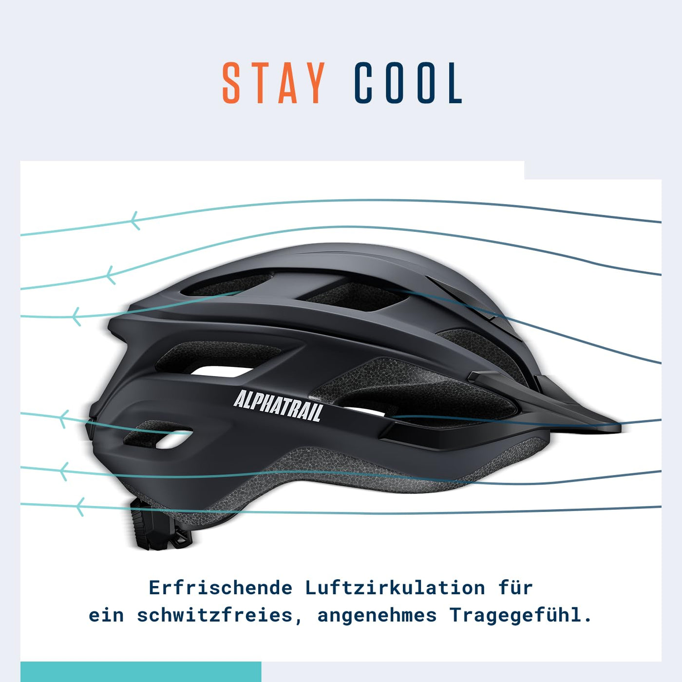 Alphatrail Fahrradhelm Ben - Sicher, Komfortabel & Leicht - Größe 55-61cm Schwarz - Allround, MTB, Trekking, City & E-Bike - Atmungsaktiver Fahrrad Helm Damen & Herren mit Insektenschutz, Kinnpolster