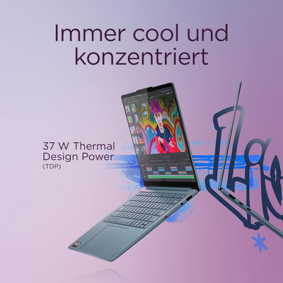 Lenovo Yoga Slim 7 Laptop | Copilot+ PC | 14" 2.8K WUXGA OLED Display | AMD Ryzen AI 5 340 | 16GB RAM | 512GB SSD | AMD Radeon Grafik | Win11 | QWERTZ | Tidal Teal | 3 Monate Premium Care