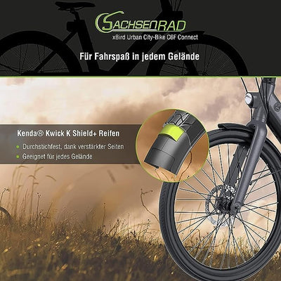 SachsenRAD xBird Urban City-Bike C6F Connect Mit Diebstahlschutz APP | Modernes Design E-Bike Elektrofahrrad mit Integriertes LCD Display und StVZO-zugelassene LED-Leuchten für 150-180CM