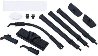 Sichler Haushaltsgeräte Balkonreiniger: 2in1-Hand-Dampfreiniger, Dampf-Mopp &-Besen, 16-tlg. Zubehör, 1.200 W (Fugenreiniger, tragbarer Dampfreiniger, Polsterreiniger)