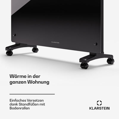 Klarstein Elektroheizung, 2500 W Konvektor Heizung Freistehend & Wandmontage, Elektroheizung Energiesparend mit App-Control & Bodenrollen, Heizung Elektrisch, Heizkörper Elektrisch mit Thermostat
