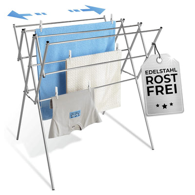Maximex Teleskop-Wäschetrockner Edelstahl, rostfrei, von 54 bis 92cm ausziehbar, die Gesamttrockenlänge beträgt 7,78 m, standfeste Ausführung, aus rostfreiem Edelstahl