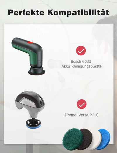 Aufsatz für Bosch Universal Brush, 12 Stück Akku Reinigungsbürste Pad Mellbree 3 Küchenpad, 3 Schaumstoffpad,3 Mikrofaserpad, 3 Hochleistungspad Kompatibel mit Bosch Home/Garden 6033 Reinigungsbürste