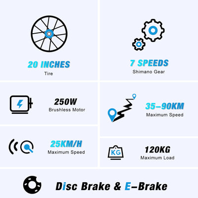 RCB 20'' E Bike, Elektrisches Mountainbike für Erwachsene, Pendel-Elektrofahrrad mit Abnehmbarem 48-V-15-Ah-Akku, Reichweite 35-90 km