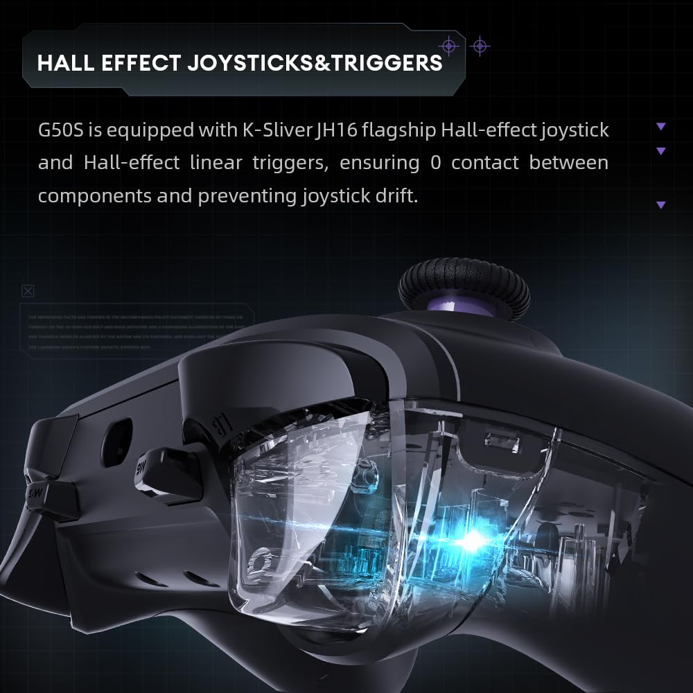 Thunderobot G50S 1000HZ Controller PC Wireless für Windows PC,Switch,IOS&Android,6 Programmierbare Tasten,PC Controller Gaming mit Hall-Effekt-Joysticks&Trigger/Gyroskop (Schwarz, G50S)