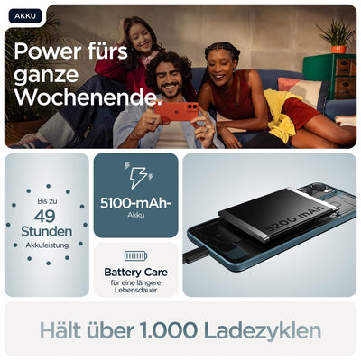 Motorola Moto g06 Smartphone (Kratzfestes 6,88"-HD+-Display Dank Corning Gorilla Glass 3, wasserabweisend, 50-MP-Kamera, 4/256 GB, 5100 mAh, TurboPower-Aufladen) Pantone Tapestry, inkl. Schutzcover