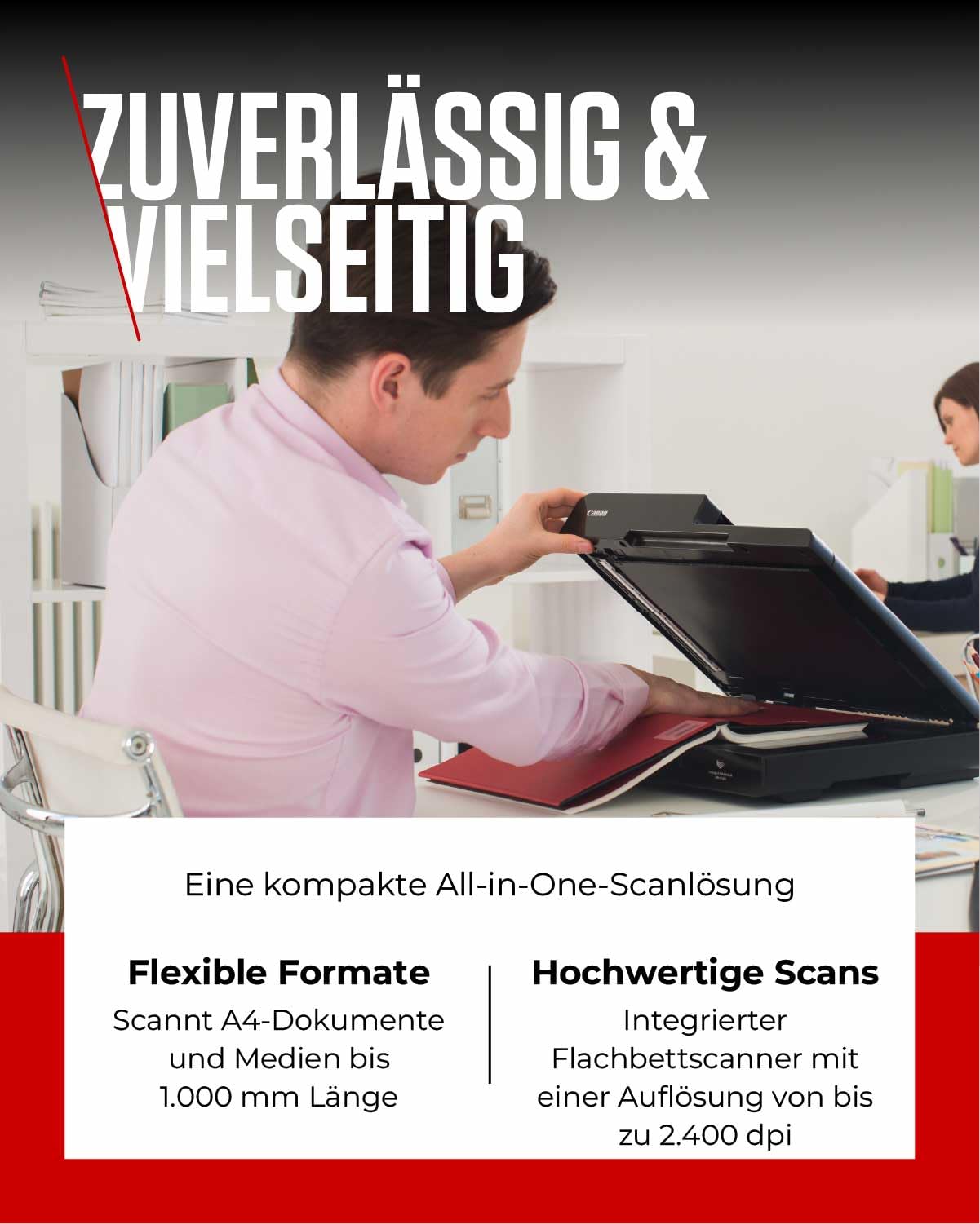 Canon DR-F120 imageFORMULA Flachbett- und Duplex Einzugsscanner (DIN-A4, Farbe, 2.400 DPI, 50 Blatt ADF, 20 Seiten/Min, PDF durchsuchbar, OCR, Software, Twain, schwarz)