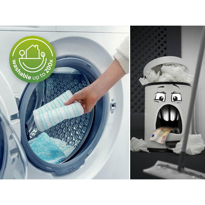 Leifheit Set POWER CLEAN, Wischer für Alle, rückenschonender Bodenwischer mit Reinigungsklingen, Wischtuchpresse zum Auswringen, Wischmopp Set mit Eimer,Wischmopp für alle Hartböden mit Click-System