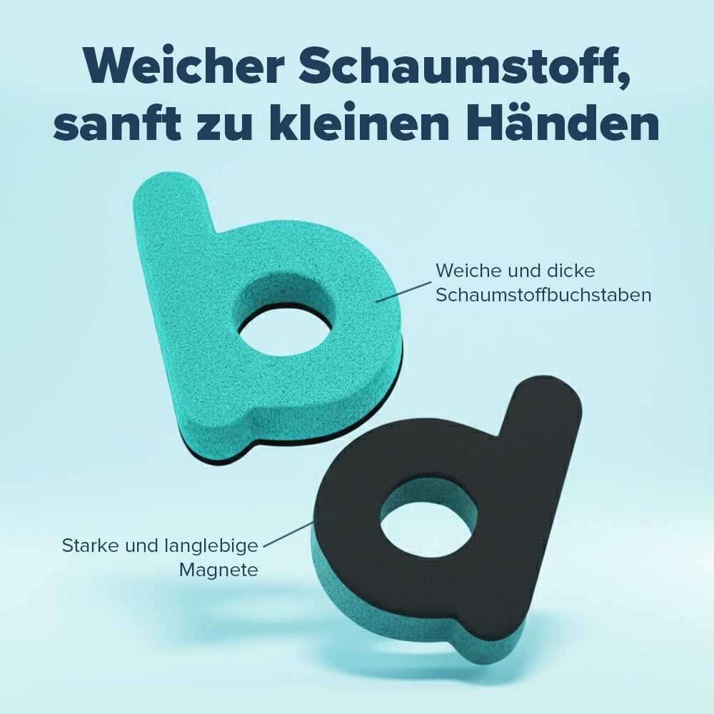 Magnetische Buchstaben und Zahlen für Kinder – Das komplette Set: 182 Buchstaben und 81 Zahlen sowie Symbole – Kühlschrankmagneten – Beinhaltet 2 Boxen, Magnettafel, Stifte und Löschschwamm
