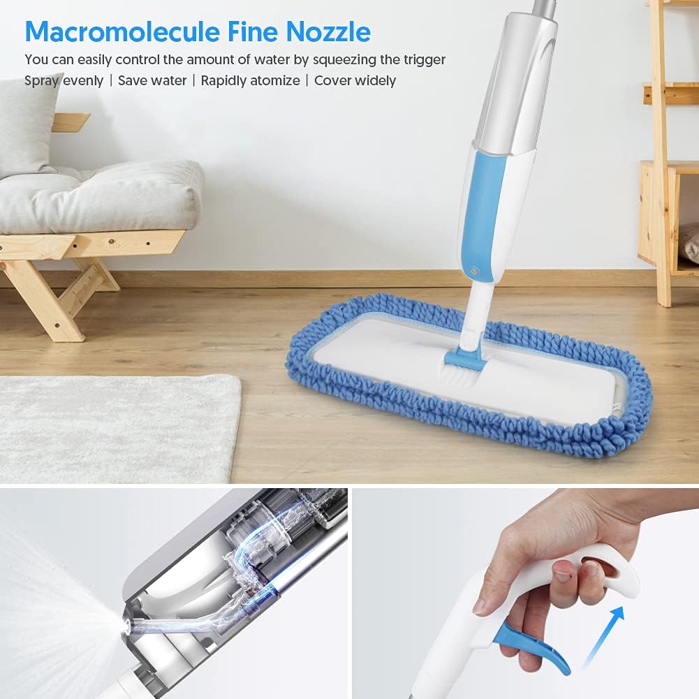 Sprühwischer Bodenwischer, FORSPEEDER Wischmopp mit Sprühfunktion mit 410ml Wassertank Trocken-Nassmopp Sprühwischer Bodenwischer mit 3 Waschbaren Mikrofaser Pads Wischer Boden Spray Mop