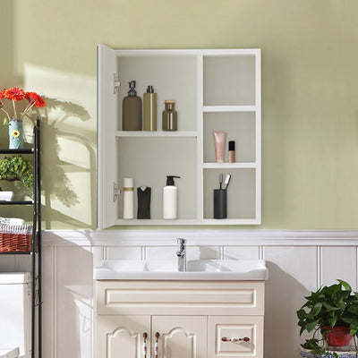 CLIPOP Badezimmer Spiegelschrank,Badezimmerschrank mit Einzeltür Verspiegelt und 2 Einlegeböden,Holz Badschrank Hängend Wandschrank mit Spiegel,45 x 17 x 52 cm