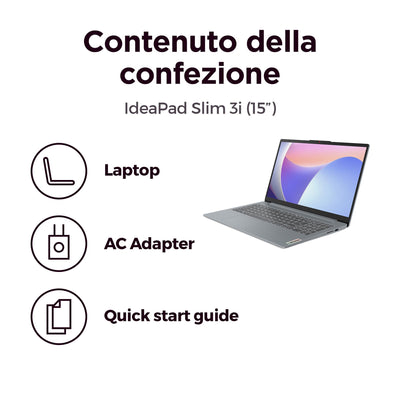 Lenovo IdeaPad Slim 3 Notebook 15,6 Zoll (39,6 cm) FHD (1920 x 1080), Intel Core i7-13620H, RAM 16 GB, 512 GB SSD, WiFi 6, Windows 11 - Arctic Grey, exklusiv von Amazon, Portugiesisch QWERTY