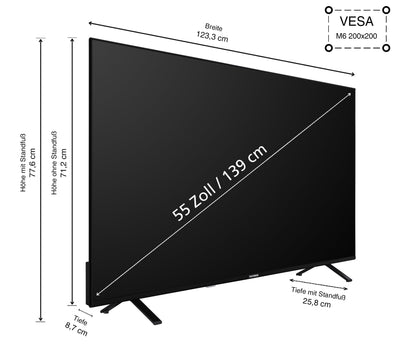Telefunken Fernseher 55 Zoll Smart TV powered by TiVo (4K UHD, HDR Dolby Vision, Dolby Atmos, Triple-Tuner, 6 Monate HD+ inkl.) XU55TO750S