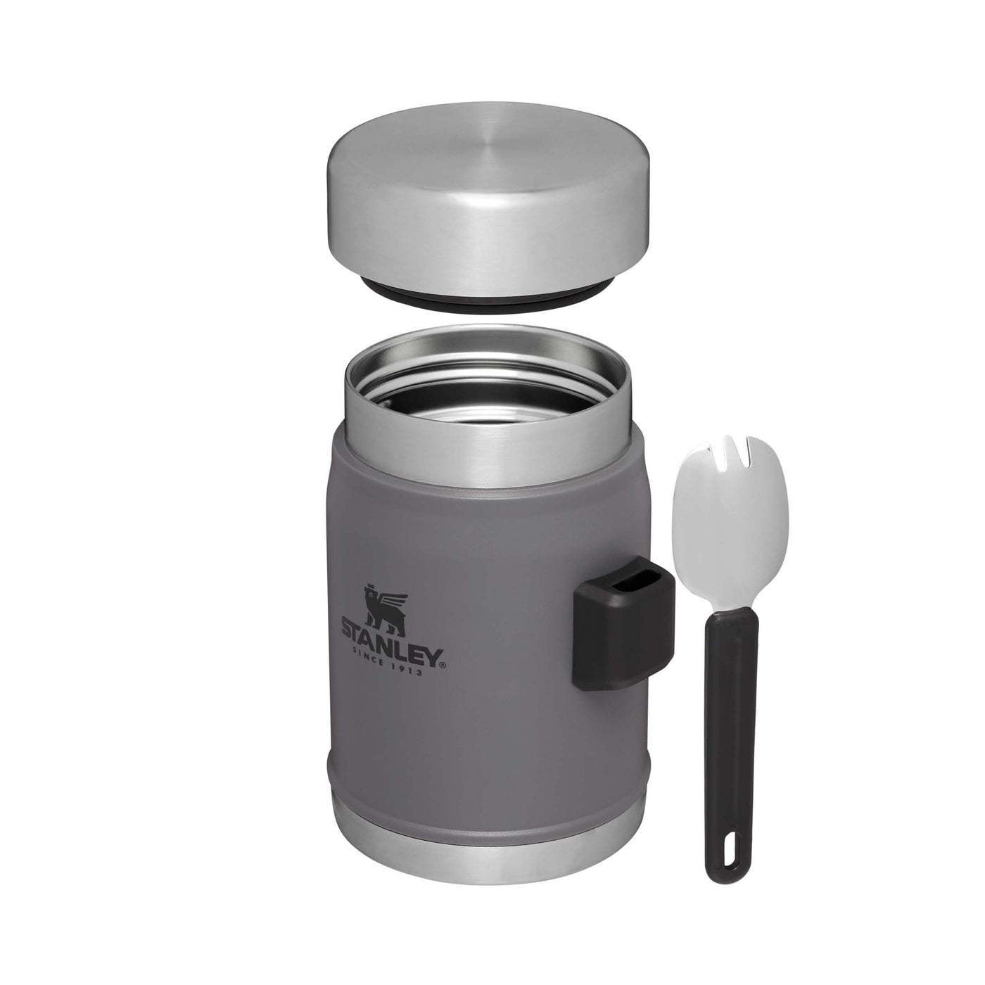Stanley Classic Legendary Thermobehälter für Essen mit Göffel 400 ml - Hält 7 Stunden Heiß oder Kalt - Edelstahl Warmhaltebehälter Essen - BPA-Frei - Spülmaschinenfest - Charcoal