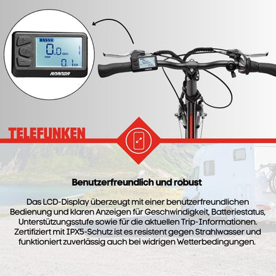TELEFUNKEN E-Bike Klapprad Elektrofahrrad Alu, 7 Gang Kettenschaltung - Pedelec Faltrad Leicht, 250 W und 10,4 Ah / 36 V Lithium-Ionen-Akku, LCD-Display, 20 Zoll, Kompakt F810