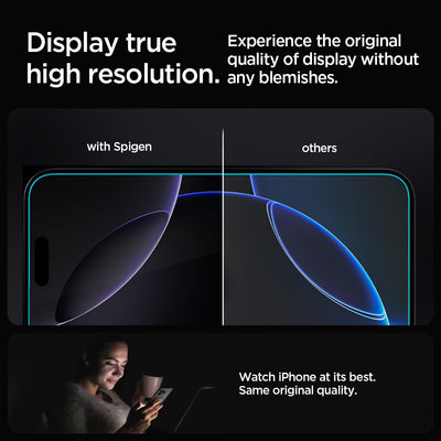 Spigen Glas.tR EZ Fit Schutzfolie kompatibel mit iPhone 16 Pro, 2 Stück, Kratzfest, 9H Härte Folie