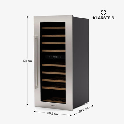 Klarstein Vinsider Duo Weinkühlschrank - 79 Flaschen, 2 Zonen, 5-22 °C, Touch-Bedienung, LED, UV-Schutz, Einbau, Schwarz