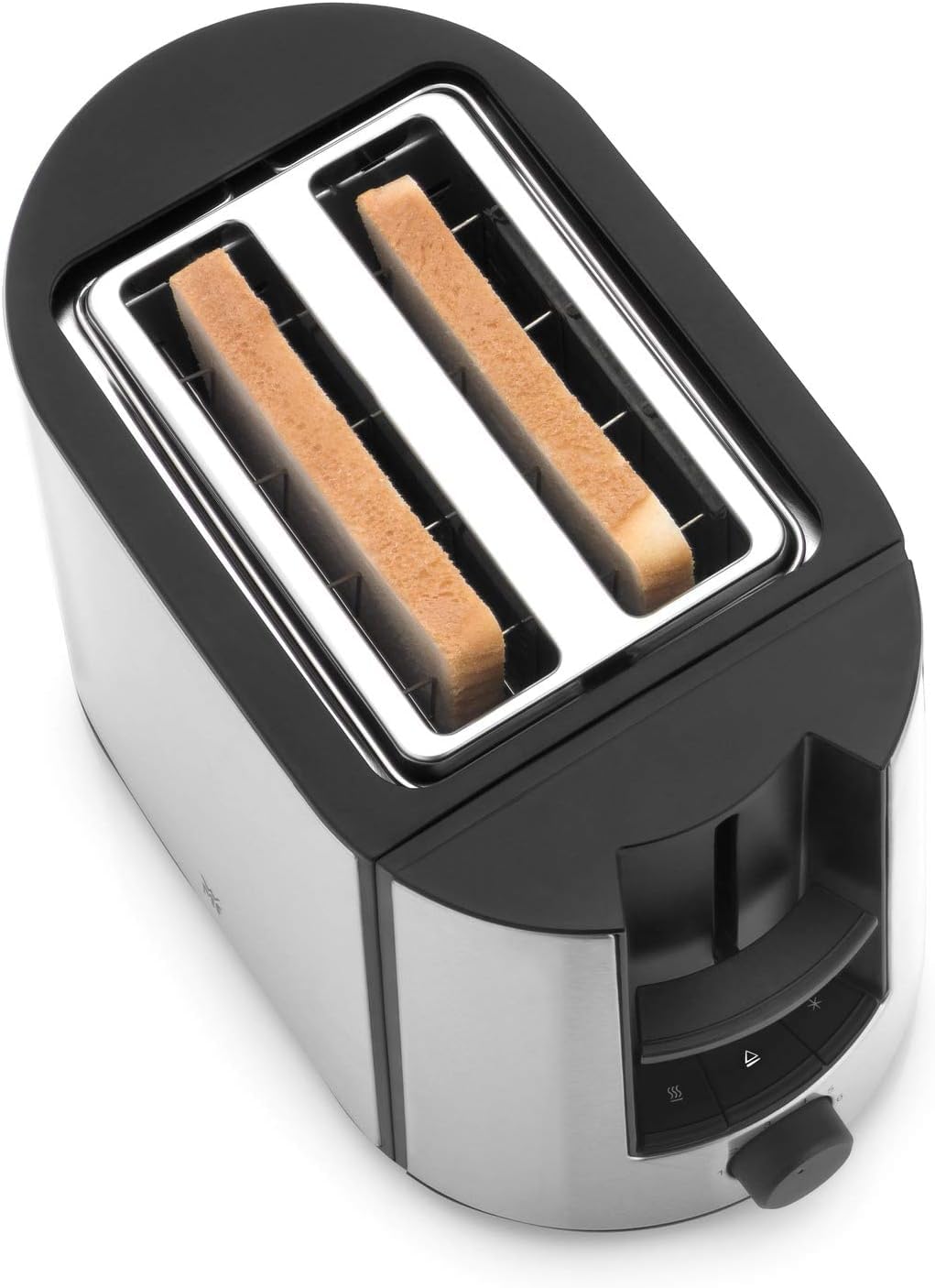 WMF Bueno Pro Toaster 2 Scheiben, Doppelschlitz Toaster Edelstahl mit Brötchenaufsatz, 2 Scheiben, 6 Bräunungsstufen, 870 W, edelstahl matt