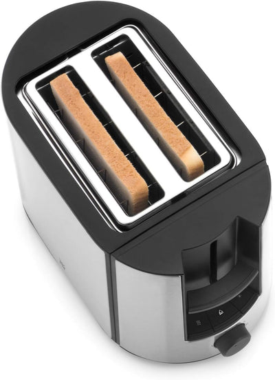 WMF Bueno Pro Toaster 2 Scheiben, Doppelschlitz Toaster Edelstahl mit Brötchenaufsatz, 2 Scheiben, 6 Bräunungsstufen, 870 W, edelstahl matt