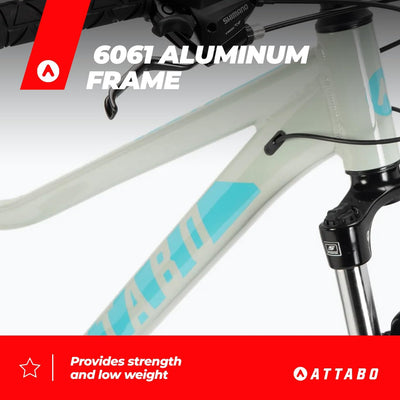 ATTABO Damen Fahrrad Alpe 1.0 mit Aluminiumrahmen 15" Ergonomischer Lenker V-Brake Grau Mountainbike mit 27,5" Rädern mit Zubehör Verstellbarer Sattel 21-Gang Schaltung