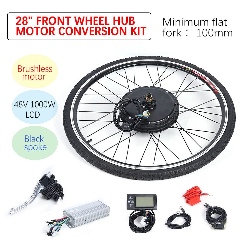 TaNeHaKi 28 Zoll Vorderrad E Bike Conversion Kit Elektrofahrrad Umbausatz Umrüstsatz Bike Fahrrad Kit Ebike Nachrüstsatz Vorderradaufhängung 48V 1000W