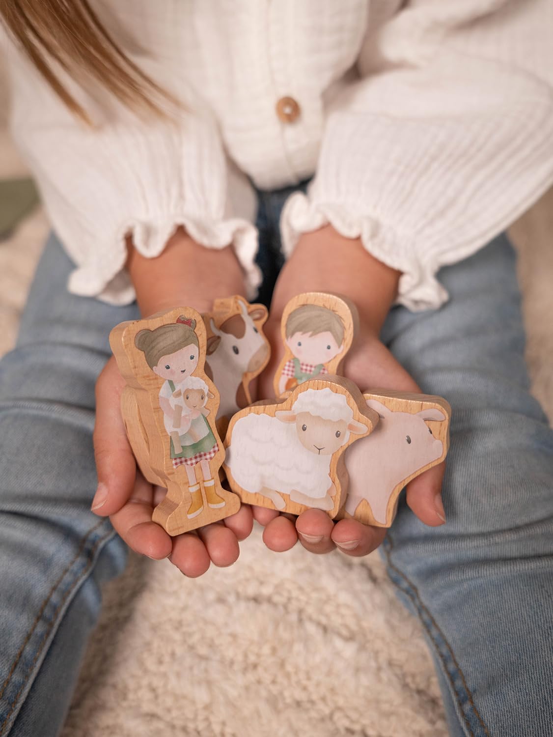 Little Dutch 7151 FSC Holz Traktor Eisenbahn mit Schienen Set Bauernhof - Little Farm