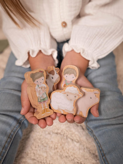 Little Dutch 7151 FSC Holz Traktor Eisenbahn mit Schienen Set Bauernhof - Little Farm