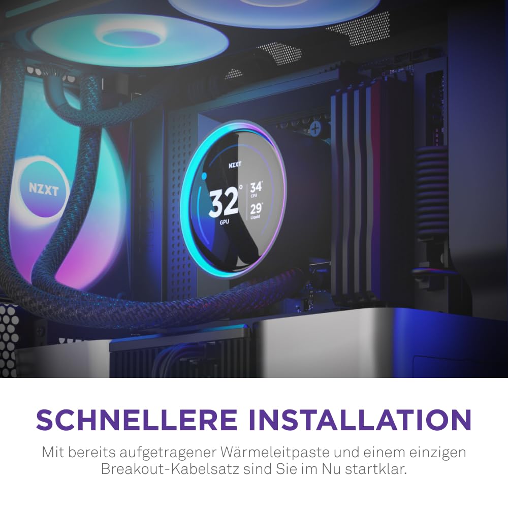 NZXT Kraken Elite 360 RGB - AIO CPU-Flüssigkeitskühler - 360-mm-Radiator - F360 RGB Core-Lüfter - Anpassbares 2,72"-IPS LCD - Turbine Pump - Intel LGA 1700, 1200/115X, 1851 - AMD AM5, AM4 - Schwarz