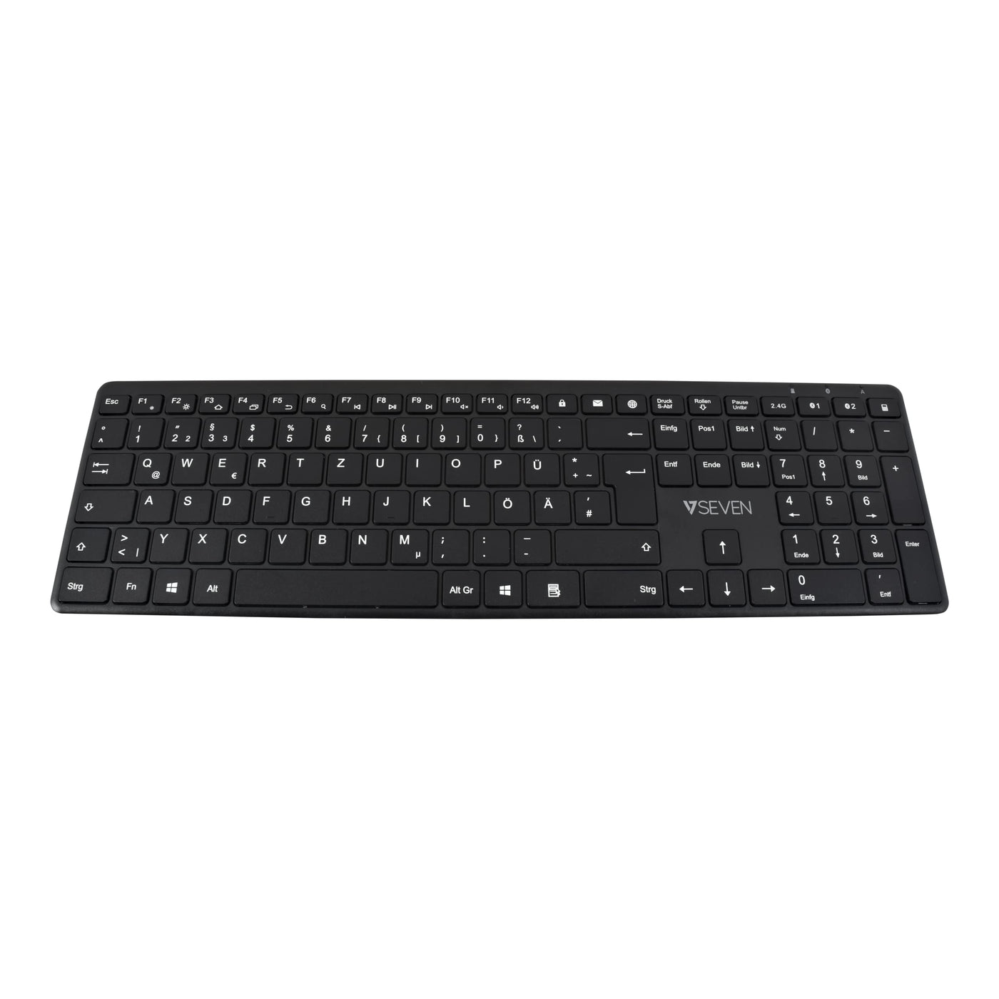 V7 CKW550DEBT Bluetooth Slim Keyboard und Silent Mouse Combo, 2.4GHZ Dual Mode, Deutsch QWERTZ, 4-Tasten-Maus mit Einstellbarer DPI