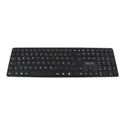 V7 CKW550DEBT Bluetooth Slim Keyboard und Silent Mouse Combo, 2.4GHZ Dual Mode, Deutsch QWERTZ, 4-Tasten-Maus mit Einstellbarer DPI