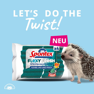Spontex Flexy Fresh x4, der effiziente Reinigungsschwamm mit antibakteriellem Schutz, flexibel, lange frisch, kratzfrei, 1 x 4 Stück