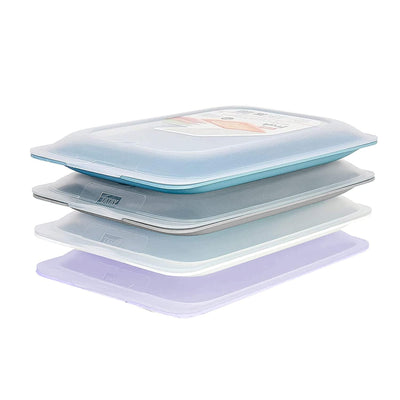 TATAY Set 4 Aufschnittbox stapelbar – Frischhaltedosen mit Deckel, BPA-frei, wiederverwendbar, Stapelbar, Spülmaschinen- und Mikrowellenfest, Farbe Pastel. Maße 17 x 3,2 x 25,2 cm
