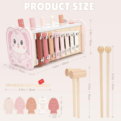 Joyreal Montessori Spielzeug ab 1 Jahr - Hammerspiel Holzspielzeug Baby, Xylophon Kinder 1 Jahr, Angelspiel Motorikspielzeug, Lernspielzeug Geschenke ab 1 2 3 Jahre Mädchen Junge