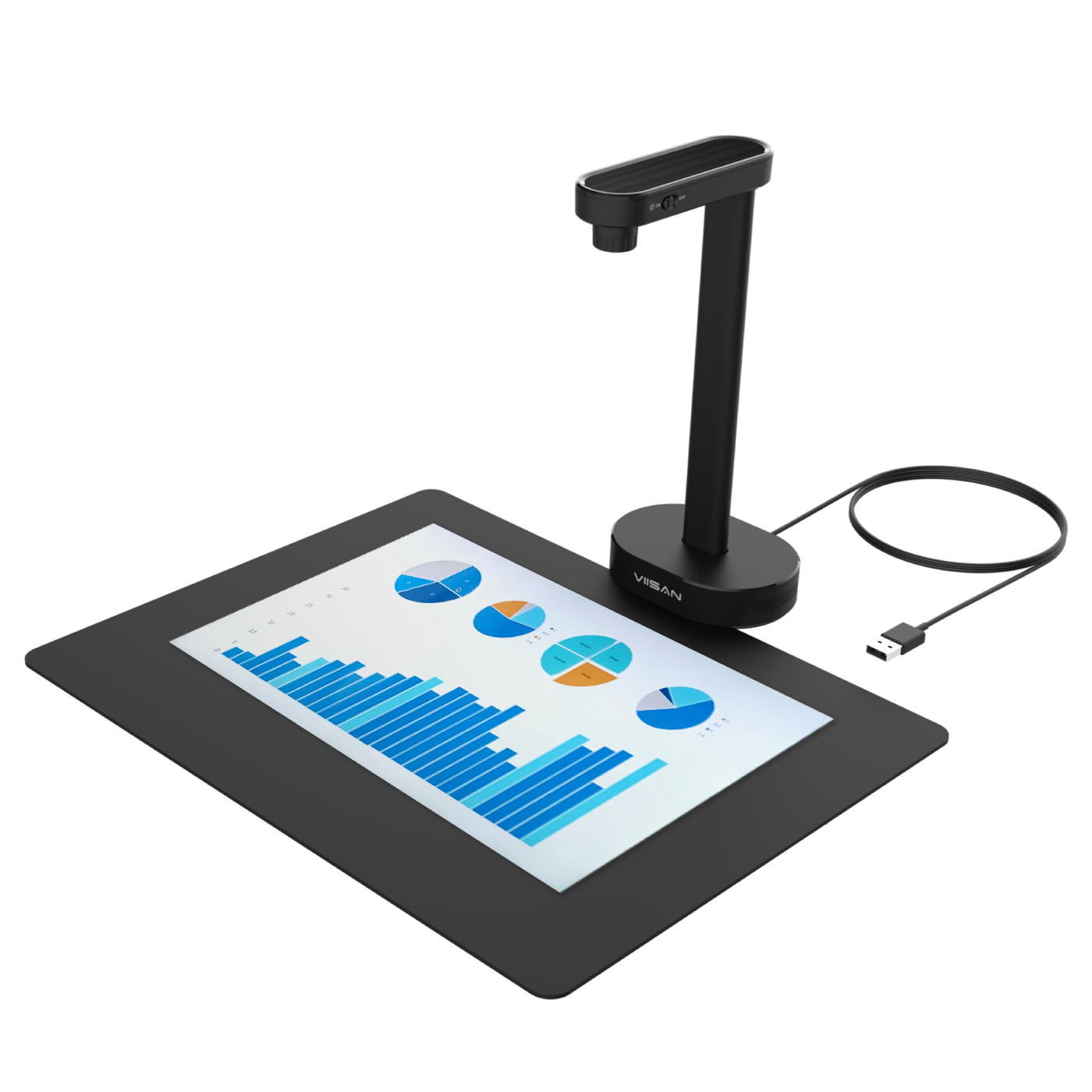 VIISAN Dokumentenscanner, 16MP USB tragbar, Aufnahmegröße A4, Deskewing, Scannen von mehrseitigen Dokumenten, OCR & TTS Tech, funktioniert mit Windows & MacOS