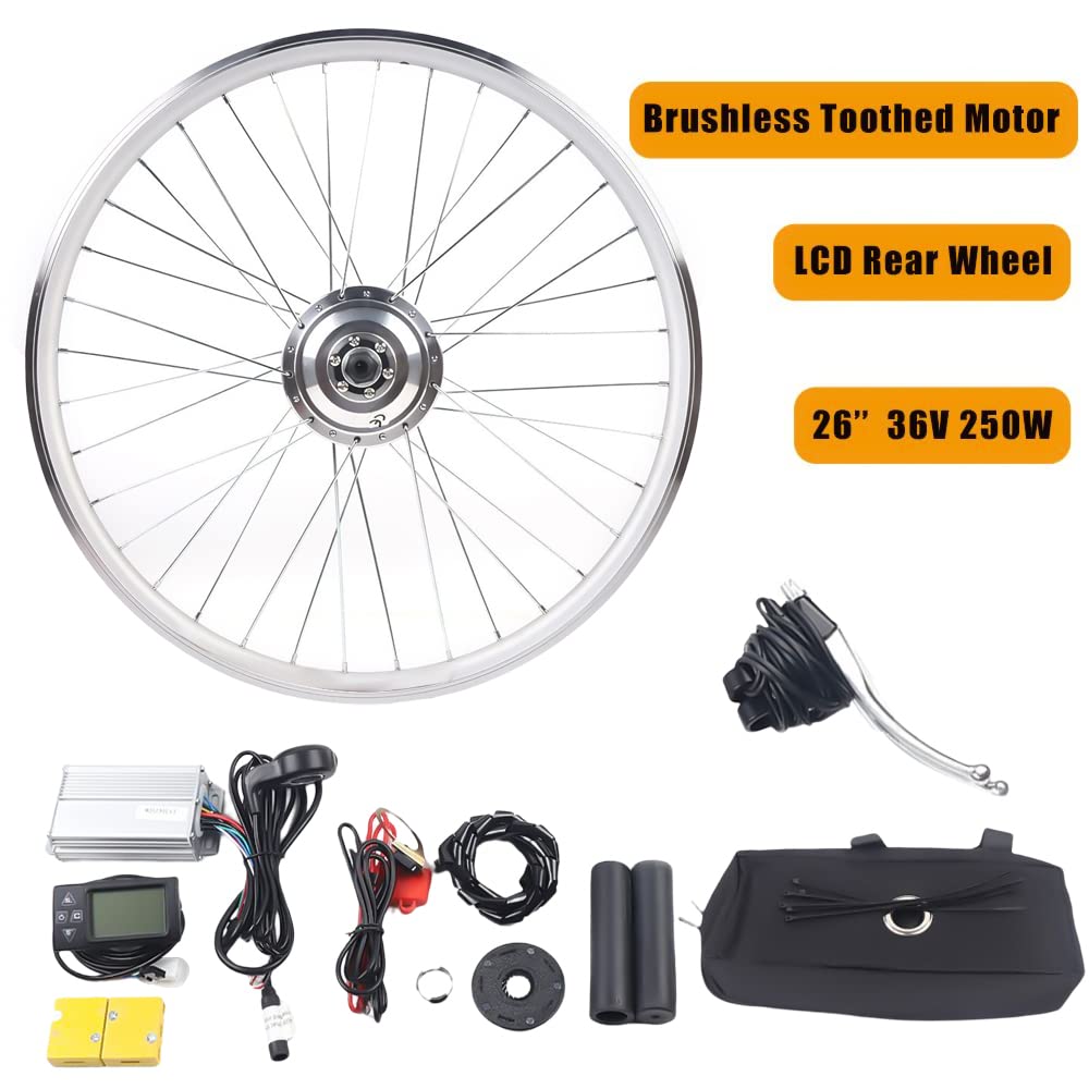 DeeDuud Fahrrad Elektromotor Kit, E-Bike Umrüstsatz 250W 36V mit 7-Gang-Schwungrad 30 km/h 5 Magnetpunkt-Hilfssensor für 26 Zoll Hinterrads eines Fahrrads