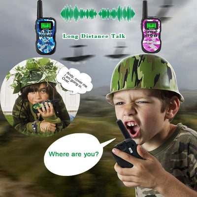 Nestling Walkie Talkie 3 Stück, Verbesserte Version Camouflage 8 Kanäle, 2-Wege-Radio-Spielzeug mit Hintergrundbeleuchtung LCD-Taschenlampe, 3 KM Reichweite für Kinder, Indoor-Outdoor-Aktivität