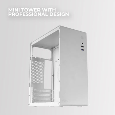 Tacens ORUMX, Micro-ATX Mini-Tower Slim Gehäuse, Ultra Kompaktes, Stahlrahmen, 80mm Lüfter, Weiß
