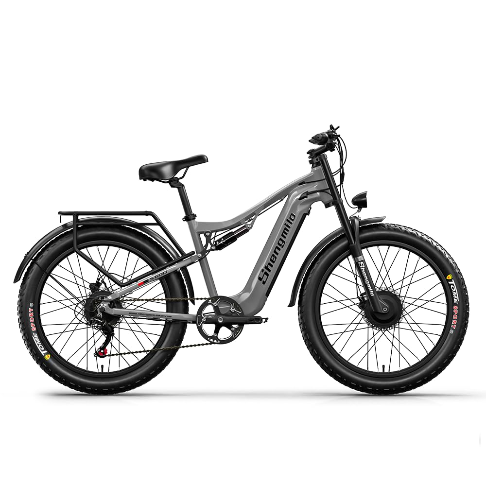 Shengmilo S600 2 * 1OOOW Dual Motor Aluminium Rahmen E-Bike, Drehmoment 80N.M×2,26Zoll,3.0 Fat Tire Elektrofahrrad, 840WH Akku mit abnehmbarem Li-Ion Akku und 7 Gangschaltung Herren Damen e Bike