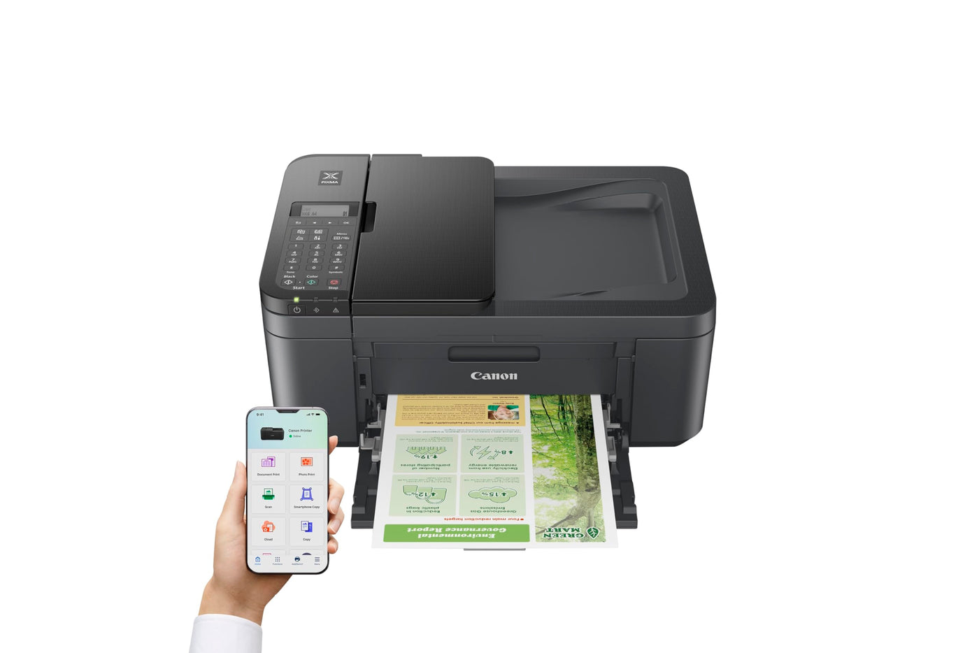 Canon PIXMA TR4755i Kabelloser Farb-4-in-1-Tintenstrahl-Fotodrucker – A4 Drucken, Kopieren, Scannen, Faxen, WLAN – ADF, Auto 2 Sided-Print – PIXMA Print Plan kompatibel – geeignet für Heimbüro-Druck