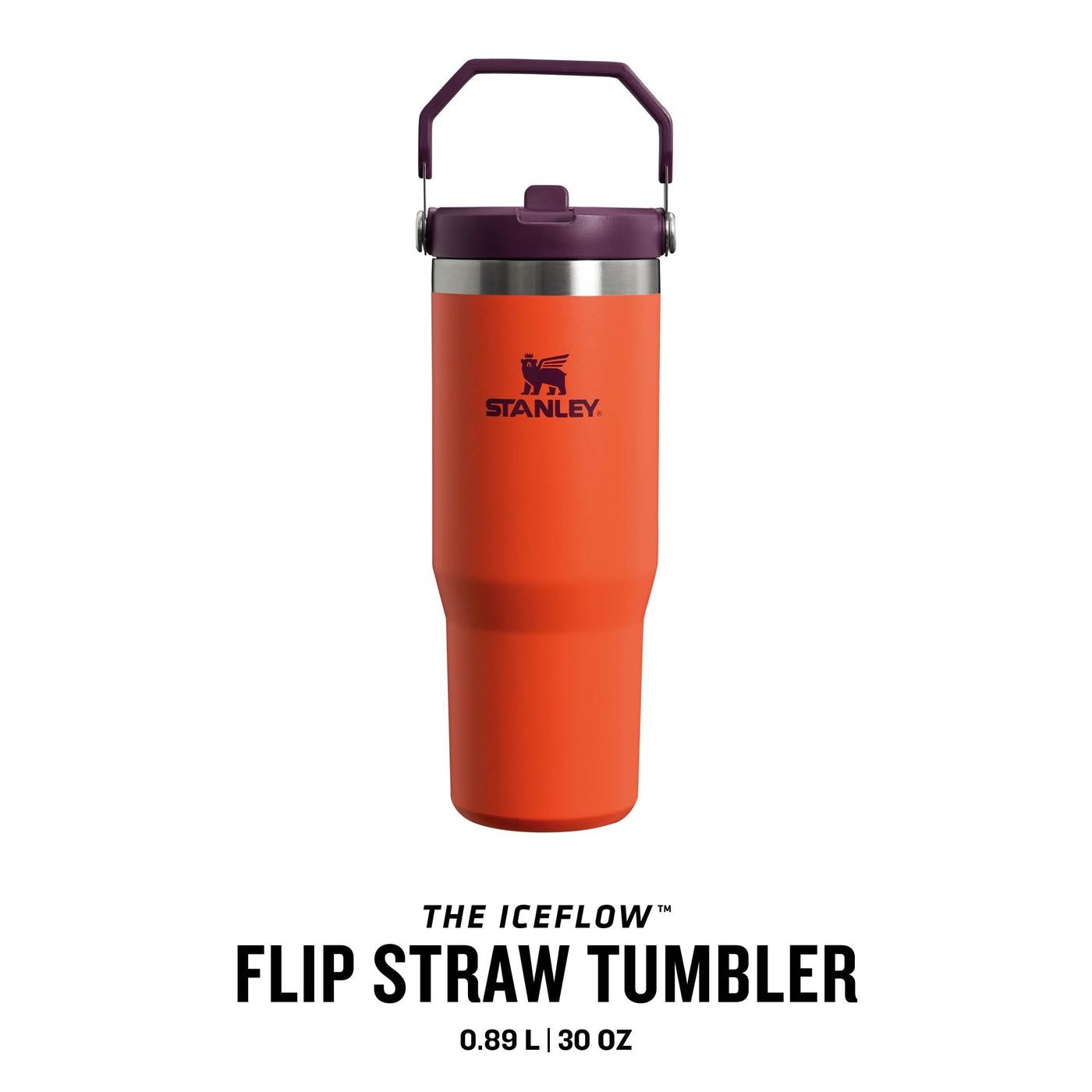 Stanley IceFlow Flip Straw Trinkflasche mit Strohhalm 0.89L - Thermosflasche Hält 12+ Stunden Kalt - Auslaufsicher - Trinkflasche Sport - Wasserflasche BPA Frei - Spülmaschinenfest - Tigerlily Plum