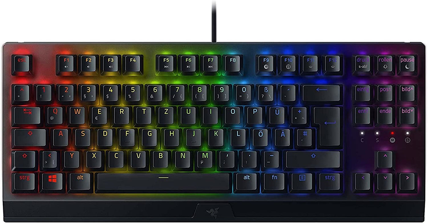 Razer BlackWidow V3 Tenkeyless (Green Switch) - Mechanische Gaming-Tastatur ohne Ziffernblock (Klickende Mechanische Switches, Kompakt, Voll Programmierbare Tasten) QWERTZ DE-Layout | Schwarz