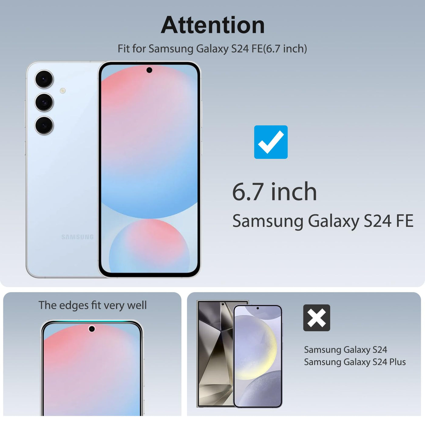 SPARIN 3 Stück für Samsung Galaxy S24 FE Panzer Schutz Glas, 6,7 zoll, HD-Klar, 9H Härte, Kratzfest, Ultrabeständig Displayschutzfolie