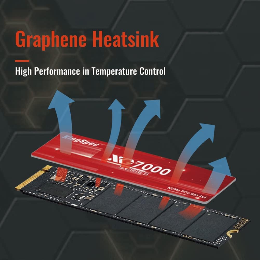KingSpec 2TB M.2 SSD 2280 NVMe Gen4x4, Unglaubliche Lese-/Schreibgeschwindigkeit bis zu 7400/6600 MB/s, Interne M2 PCIe SSD Kompatibel mitGaming Konsole/Desktop/Gaming Laptop