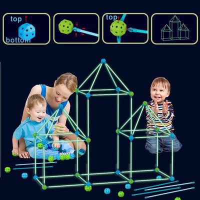 140pcs DIY Kinder Konstruktionsspielzeug,Outdoor Spielzeug - Kreativ Set für Kinder, Konstruktionsspiel, DIY-Bauspielzeug,Play Tent,Spielzelt, Indoor Spielhaus Höhle Kinder Spielzeug Mädchen Jungen
