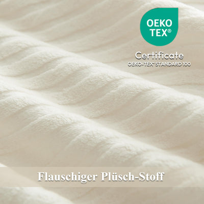 Tospass Plüsch Bettwäsche 220x240cm Beige Jacquard Flanell Samt Biber Bettbezug Warme Cashmere Touch Flauschig Deckenbezug Coral Fleece Winterbettwäsche mit Reißverschluss und 2 Kissenbezug 80x80cm